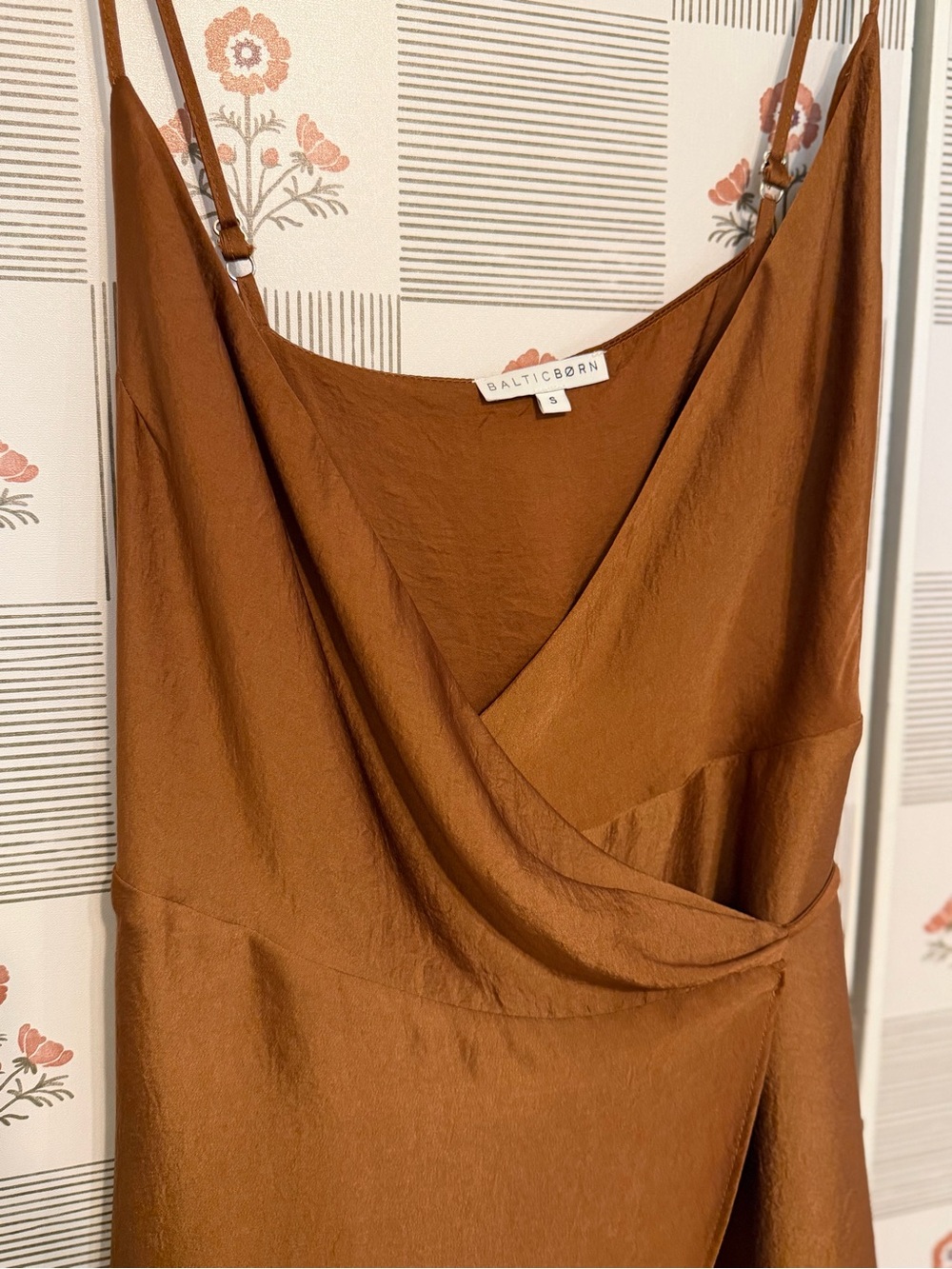 Baltic Born Steffi Tulip Wrap Slip Dress brown size small - Picture 3 of 6
